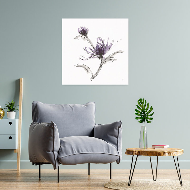 «Midnight Mum IV», art contemporain de fleurs de chrysanthème, H 24 po x l 24 po