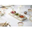 Plat en porcelaine blanc avec 3 bols ronds et motif de perles dorées