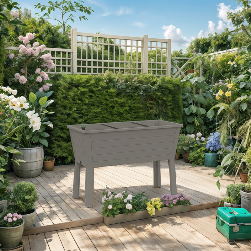 Double Raised Garden Bed Planter with 100L Capacity & 17L Water Storage - UV-Resistant Resin Construction - Indoor/Outdoor Use