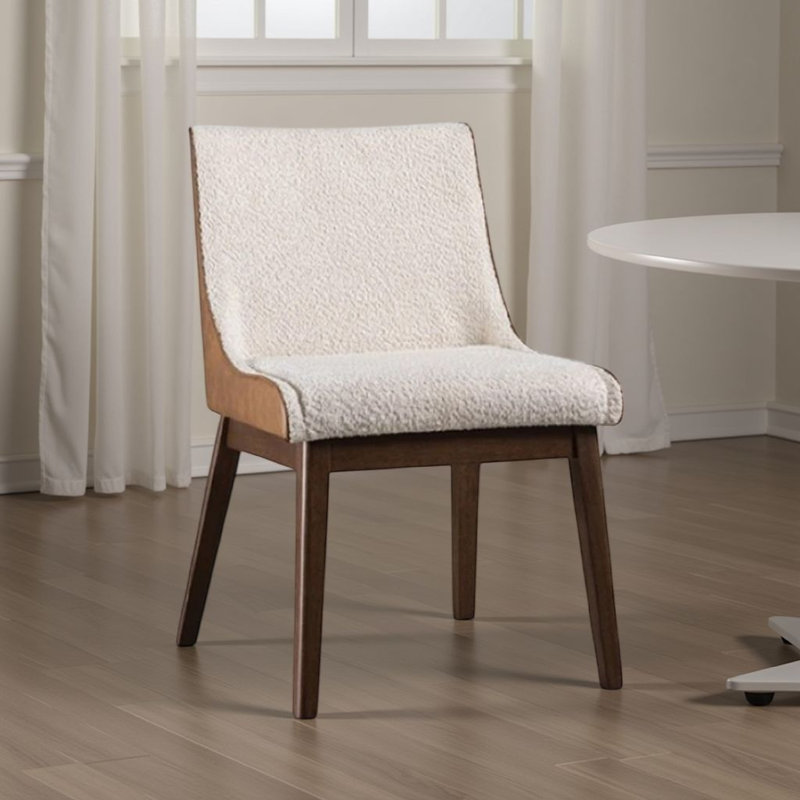 Ensemble de 2 chaises de salle à manger Iken Side, dossier à panneau courbé, bois, beige