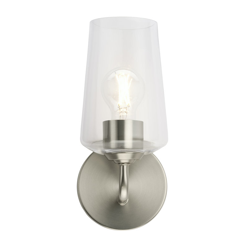  Celino One-Light Wall Sconce with Glass, Brushed Nickel, White