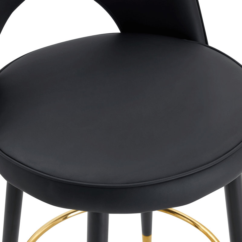 Chaise de bar rotative à 360 ° (2), siège rembourré en cuir de polyuréthane et pieds en métal noir, ergonomique pour une utilisation prolongée à divers endroits, étapes d'installation faciles à assembler