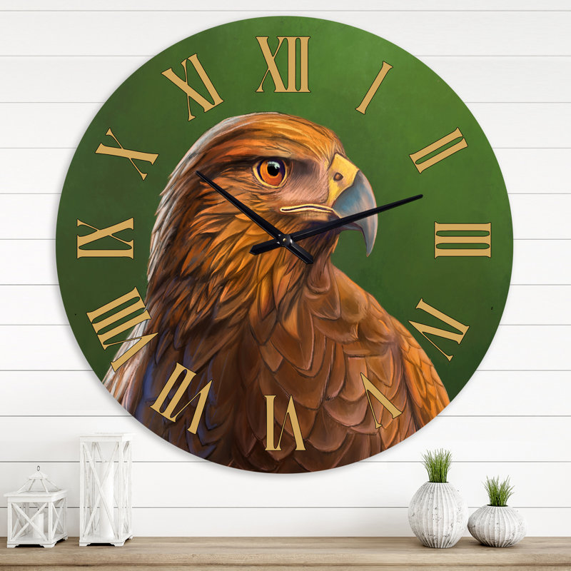 Portrait d'un oiseau Hawk - horloge murale traditionnelle, Grand