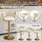 Velvet Swivel Bar Stool Set of 2, Modern Adjustable Height Barstools with Golden Metal Base for Kitchen Island, Beige-1144765669-1144765667