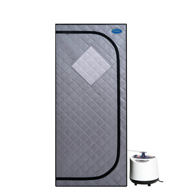 Full Size Portable Tent - Home Spa Comfort . Grey. 2.2L Steam Generator. 150F Max Temperature. . Remote Controlled With Timer. Foldable Chair Included. Waterproof Fabric. Easy To Assemble And Store.
