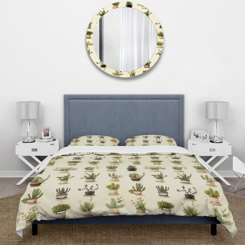 Ensemble de housse de couette Minimalist Succulents IV, Housse de couette simple + 1 taie décorative stan