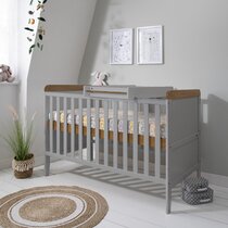 MCC® Wooden Baby Cot Bed Orlando with Top Changer & Water repellent  Mattress