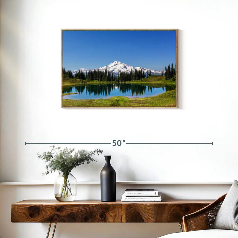 Mont Rainier, petite lagune, Cadre flottant en bois naturel, 31 po x 21 po