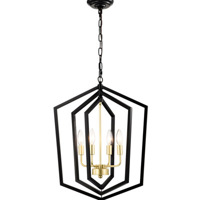 4- Matte Black & Gold , Vintage Ceiling Fixture For Dining Room, Kitchen, Bedroom, Living Charming And Modern Area, Industrial Look