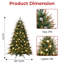 Sapin de Noël artificiel vert fané préilluminé de 1,37 m (4,5 pi) avec 373 extrémités de branches, 130 lumières incandescentes blanc chaud et un support en métal-1657846271