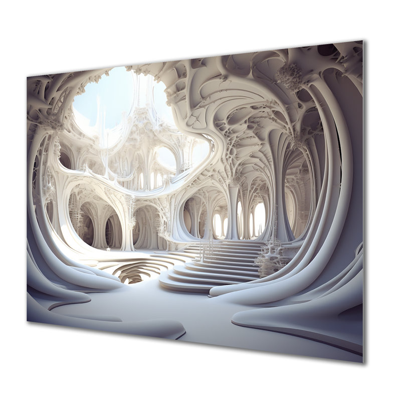 «Architectural Dreamscape», art mural surréaliste fractal fantastique II, H 12 po x l 20 po x P 1 po
