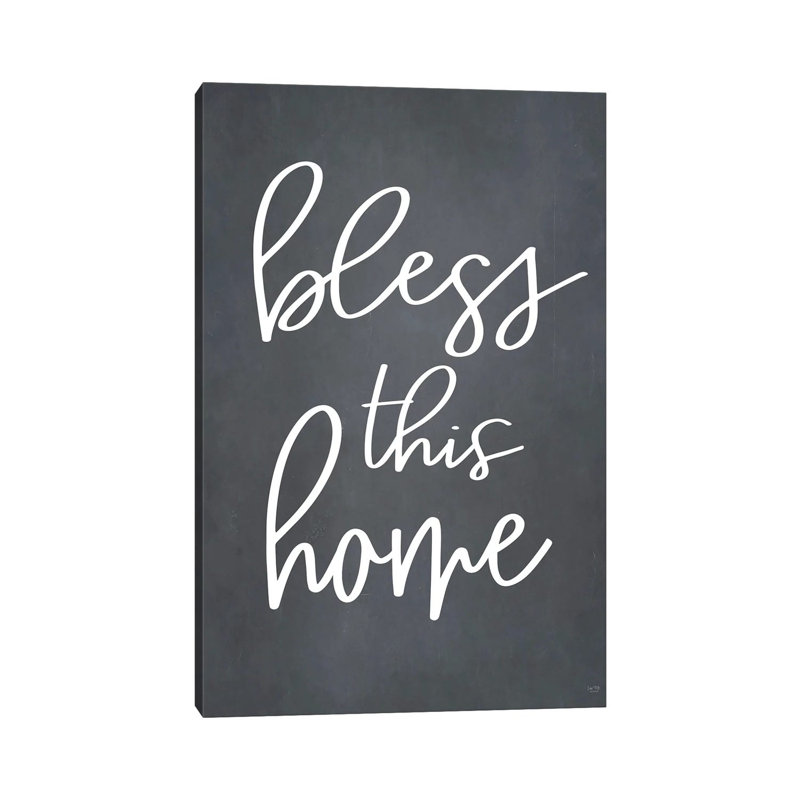 "Bless this home" par Lux + Me Designs - Art textuel sur toile tendue, H 18 po x l 12 po x 1,5 po