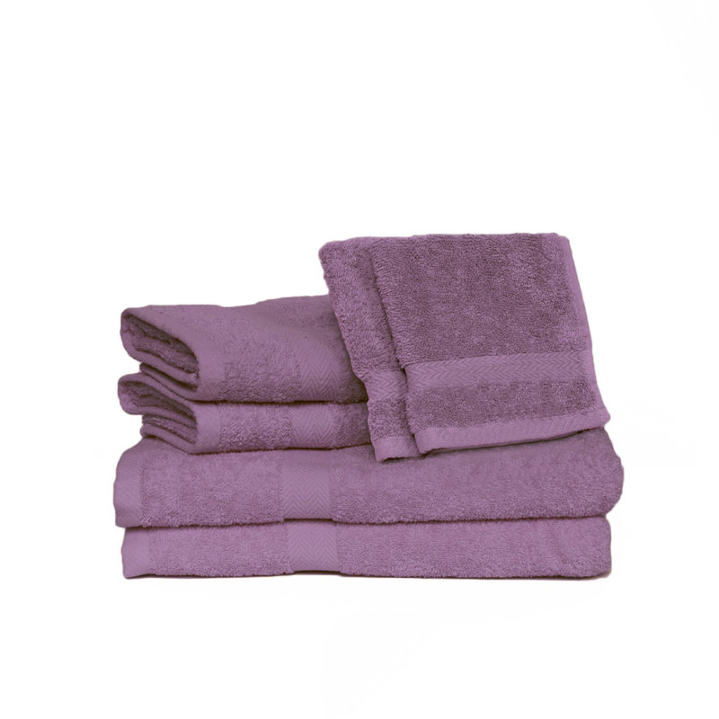 Ensemble de serviettes 6 pièces 100% coton Kylan, Lilas