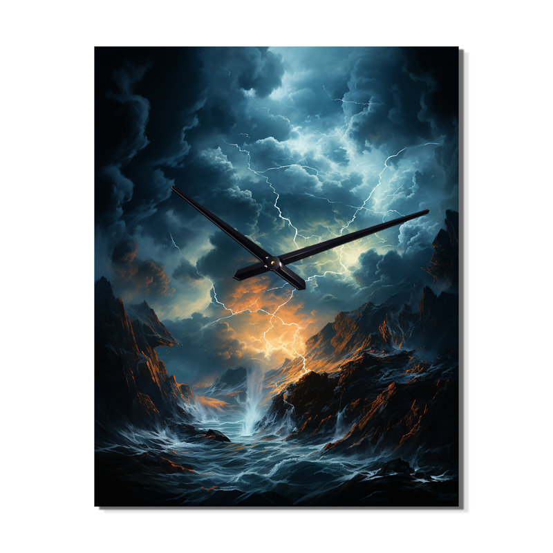 Lightning Thunderbolt Fury - Horloge murale paysage et nature, Très grand