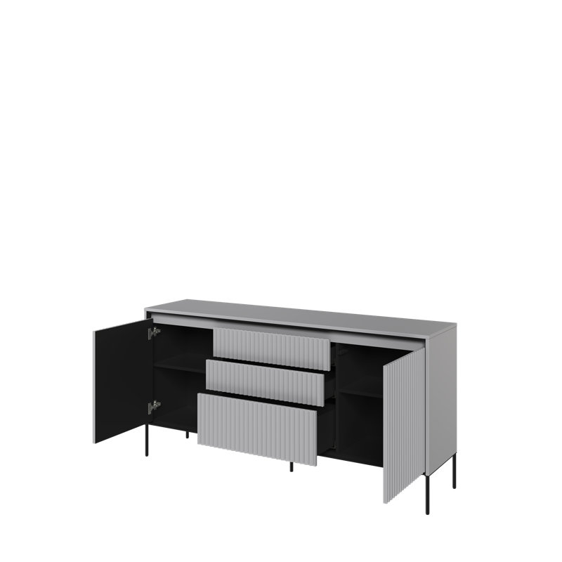 Amichai 166cm Sideboard, Light Grey/Black