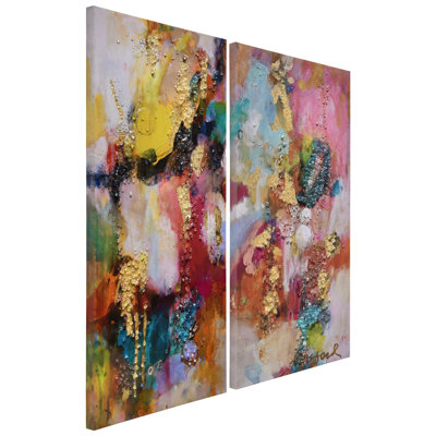 «Colorful Symphony I & II», art mural sur toile recouverte d'époxy Crystallus