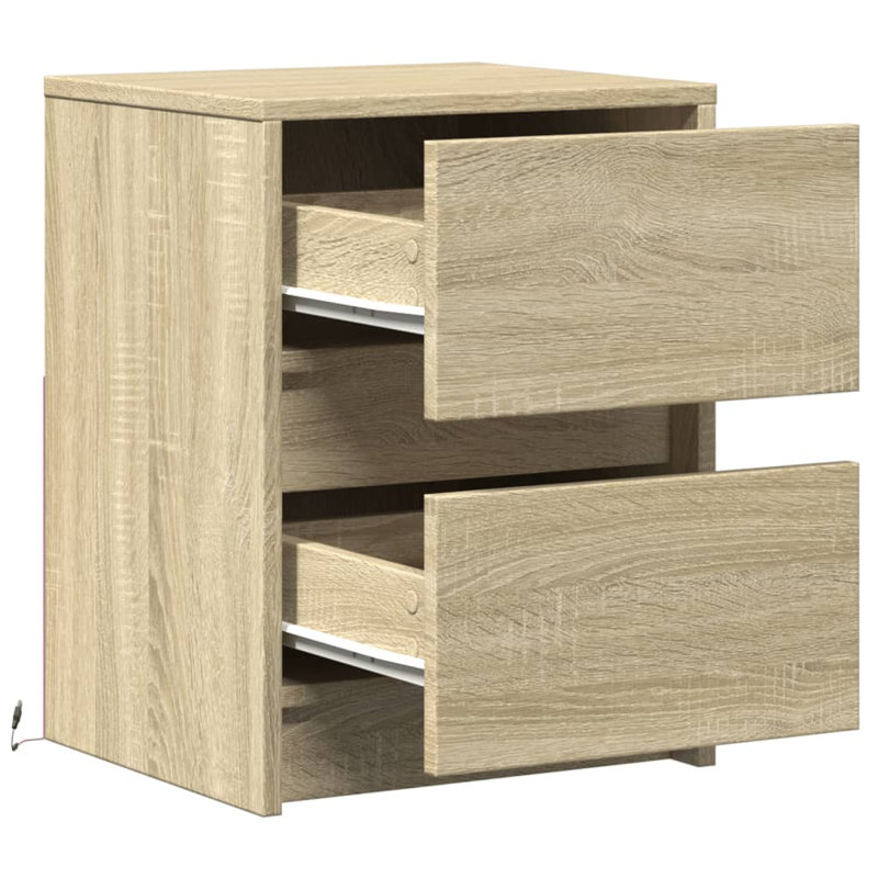 Danjela 38cm W Manufactured Wood Bedside Table, Sonoma Oak, Set of 2