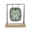 Horloge de table analogique à quartz en acier inoxydable gris