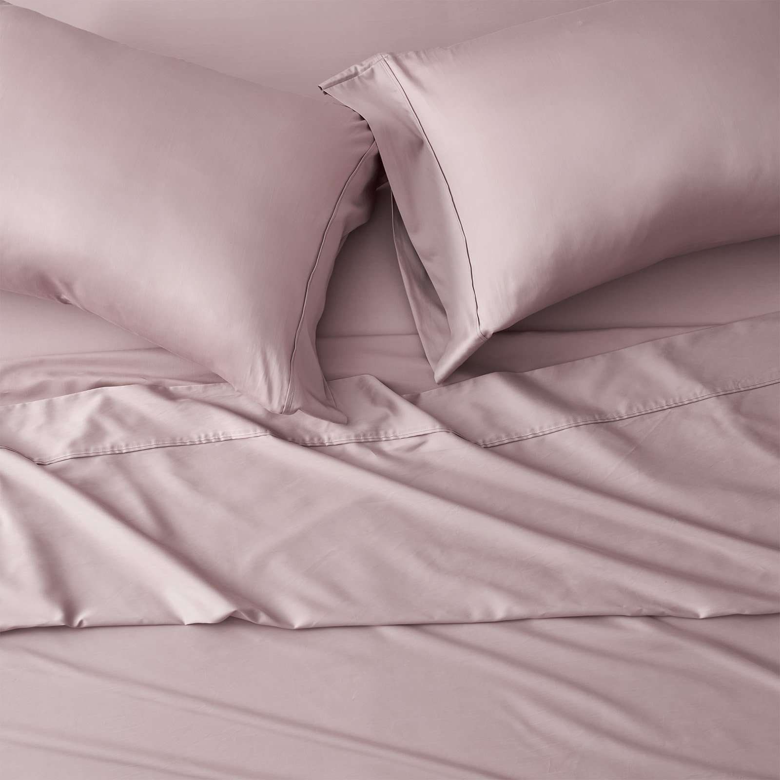 Cotton Tencel Sheet Set, King Sheet Set with 3 Additional Pieces, Mauve Pink