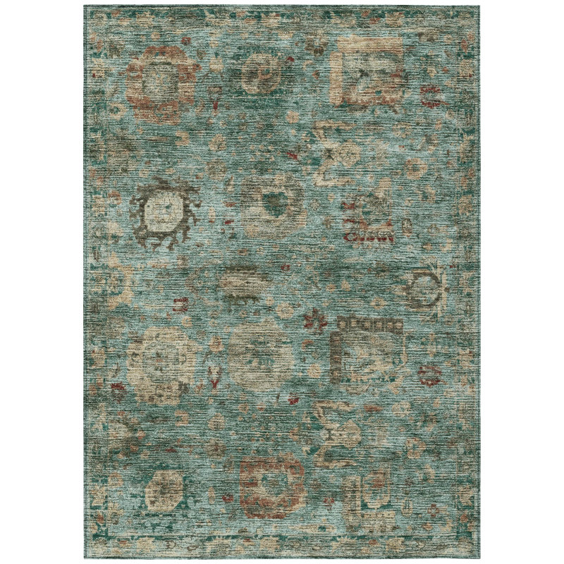 Machine Washable Indoor/Outdoor Chantille ACN2429 Traditional Rug, Seafoam, 8' x 10'