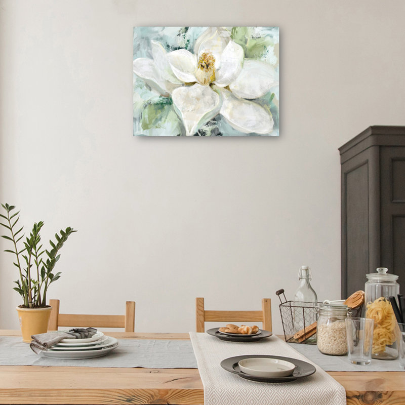 Large White Magnolia Flower Canvas Art for Kids