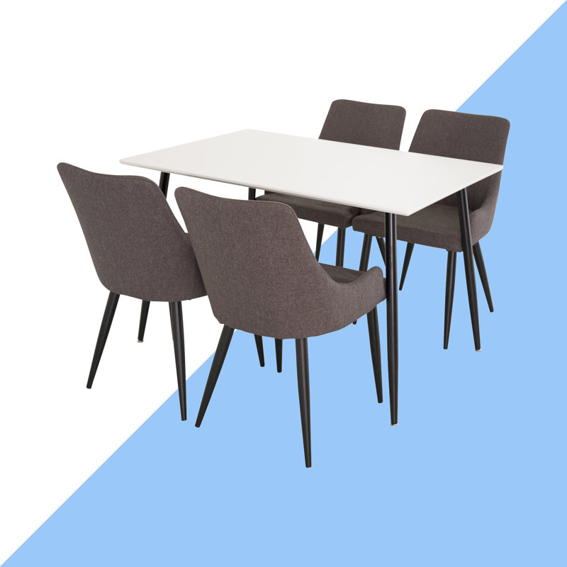 Belue 4 -Person Dining Set, Dark Grey/Black, Black