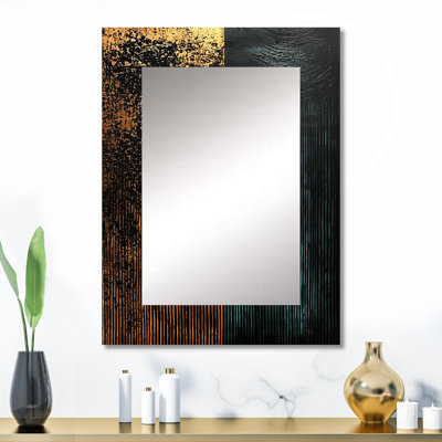 Art géométrique Essential Forms VII - miroir décoratif moderne, miroir mural doré, impression sur métal