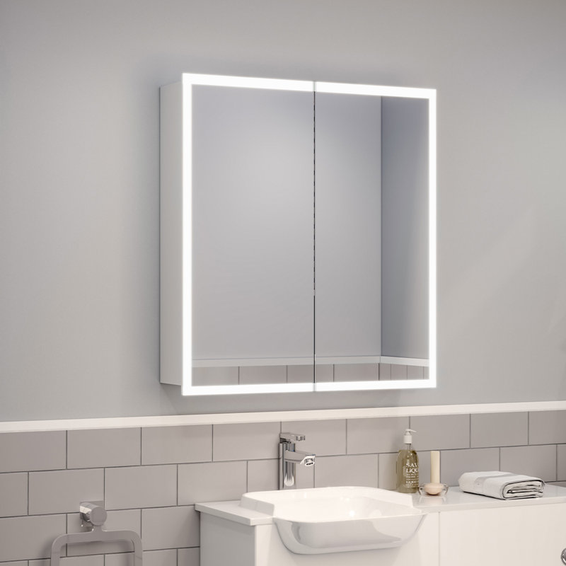 Ajaycia 650mm W 600mm H Surface Frameless Medicine Cabinet Mirror 3