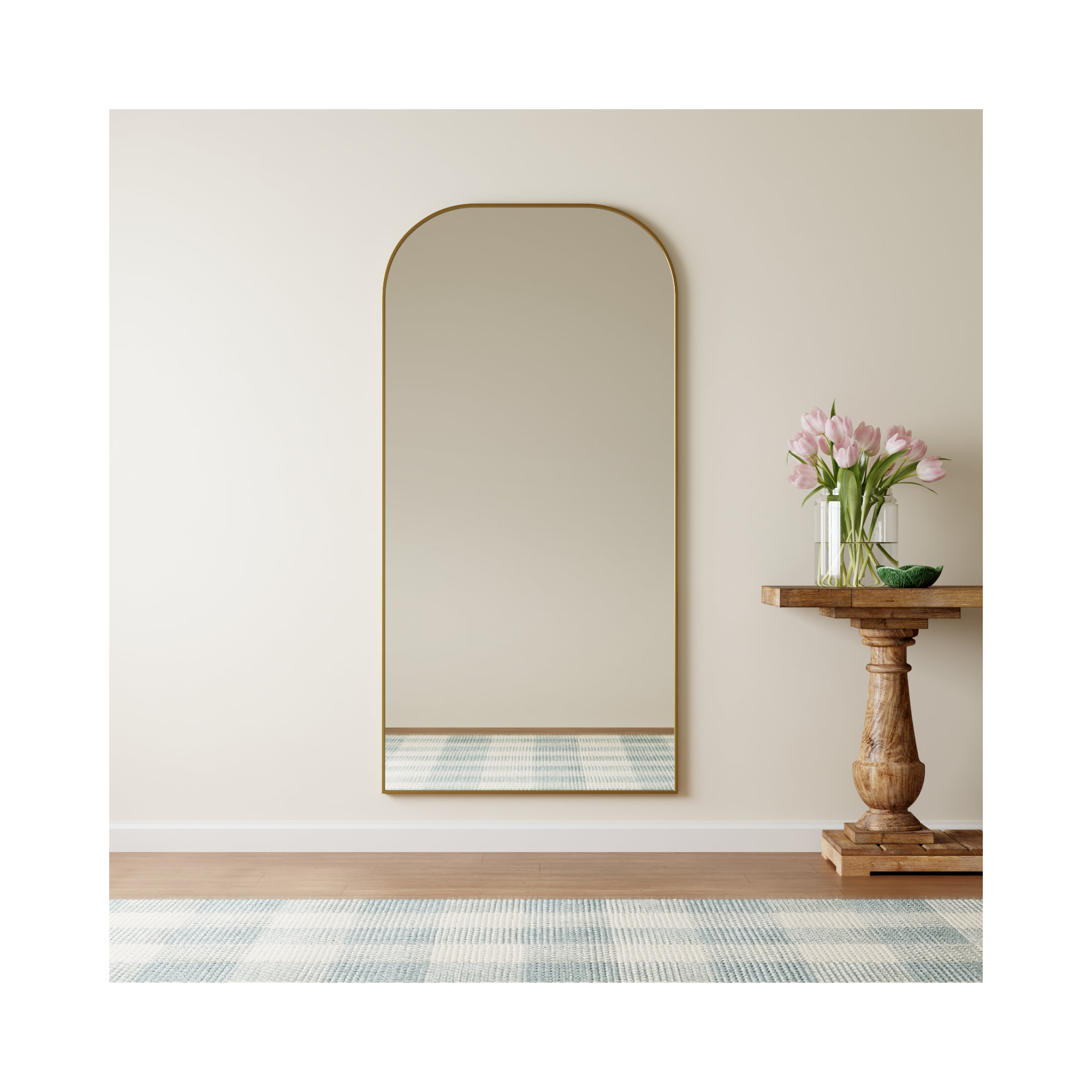 Sabine Metal Wide Arch Wall Mirror, 66" x 35", Brass