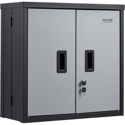 Foldable Wall Cabinet, Metal Garage Cabinet Wall Mounted 26" Small Cabinet 240 LBS Loading Capacity Adjustable Shelf Magnetic Door File Locker For Garage Office Home Black
