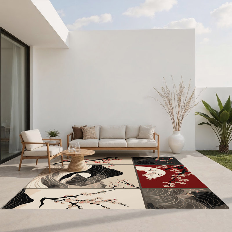 Sunset Blossom Indoor And Outdoor Area Rug, Rectangle 1'6" x 2'6"