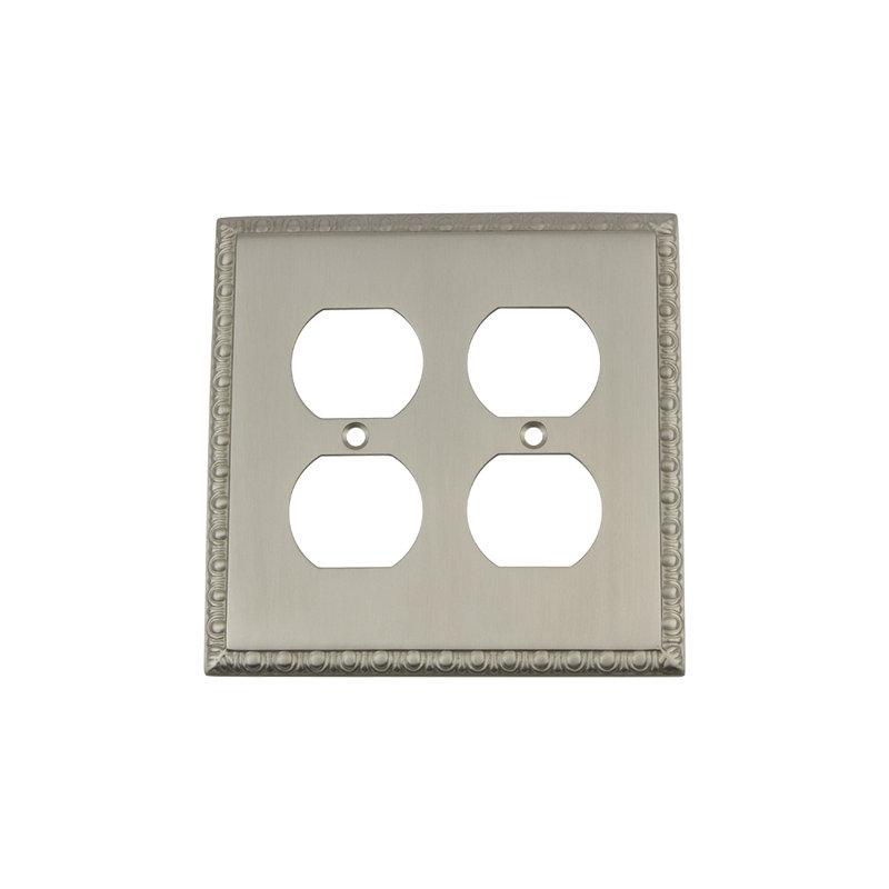 Egg and Dart 2-Gang Duplex Outlet Wall Plate, Satin Nickel