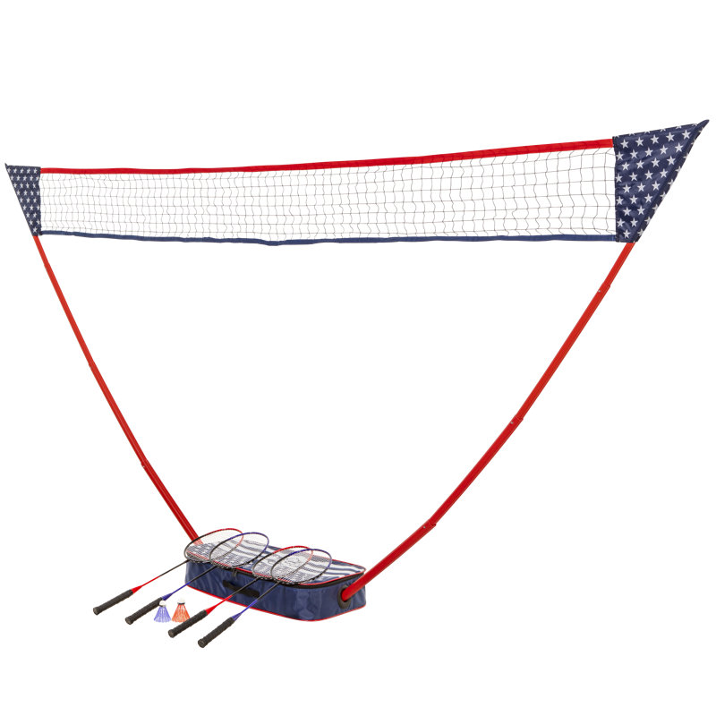 Ensemble de badminton portatif Triumph avec base autoportante qui s'installe sur n'importe quelle surface en quelques secondes