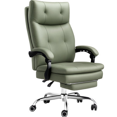 Chaise de bureau robuste de 500 lb avec repose-pieds, grande et haute chaise de bureau inclinable avec coussin à ressorts ensachés, dossier haut confortable avec support lombaire réglable
