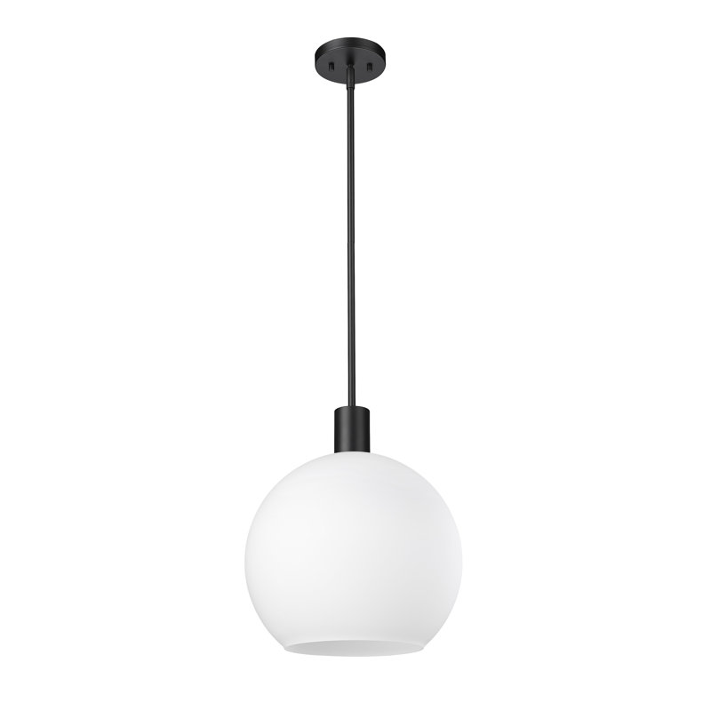 Matte Black Globe Pendant Light with Glass Shade