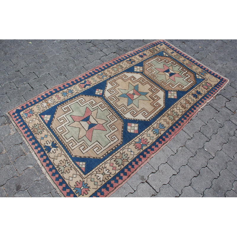 Tapis turc rétro tissé à la main avec un design complexe pour une touche de décoration classique