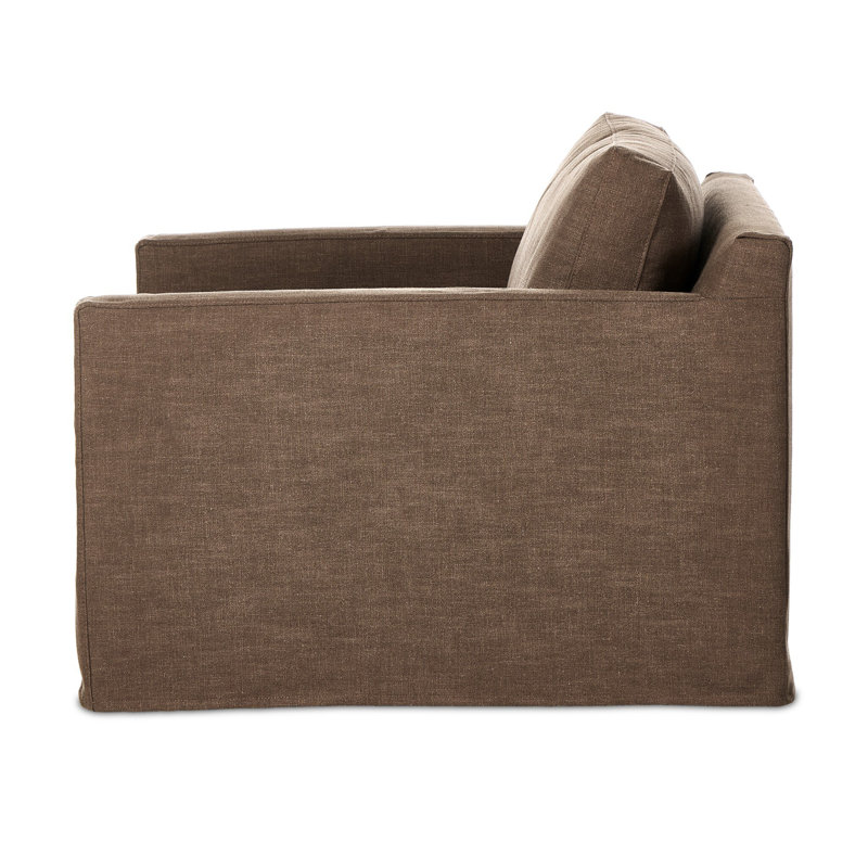 Hampton Slipcovered Swivel Armchair, Antwerp Cafe Linen Blend