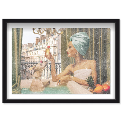 Oliver Gal Tropical Bath Fashion - Diamond Dust Shadowbox Framed Wall Art