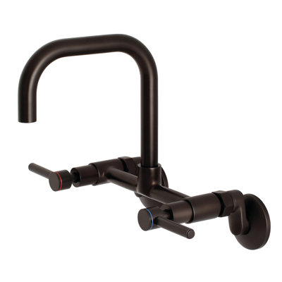 Kingston Brass Concord Double-Handle 2-Hole Wall-Mount Bridge Kitchen Faucet