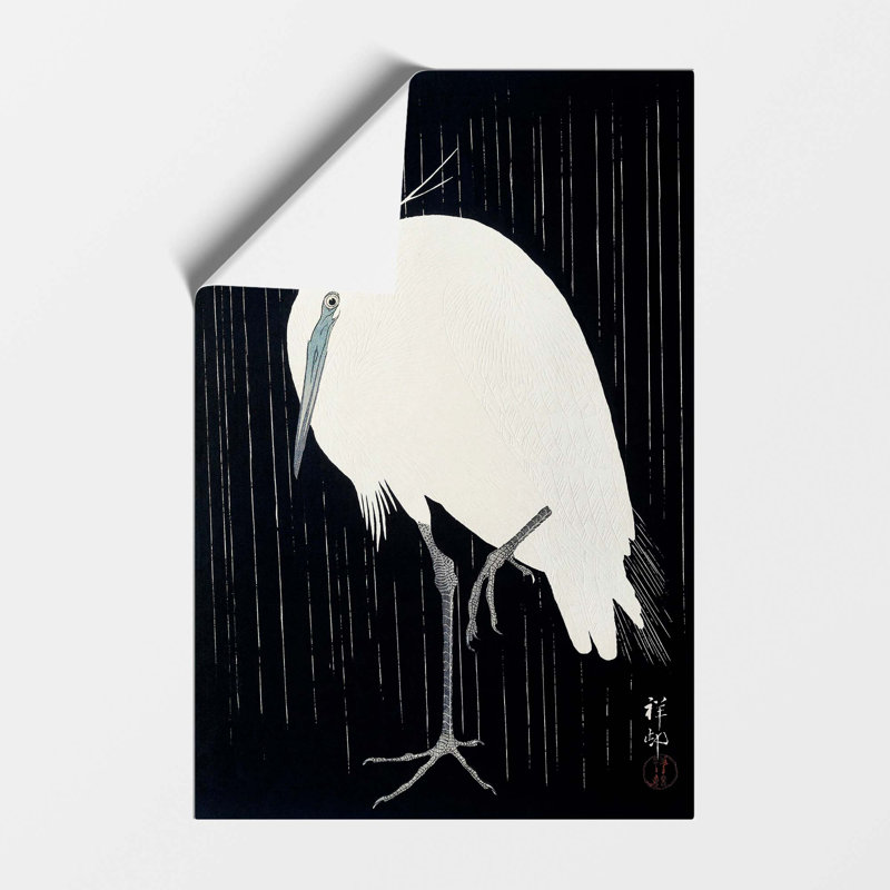 Egret In The Rain by Ohara Koson - No Frame Painting, 42 cm H x 29.7 cm W