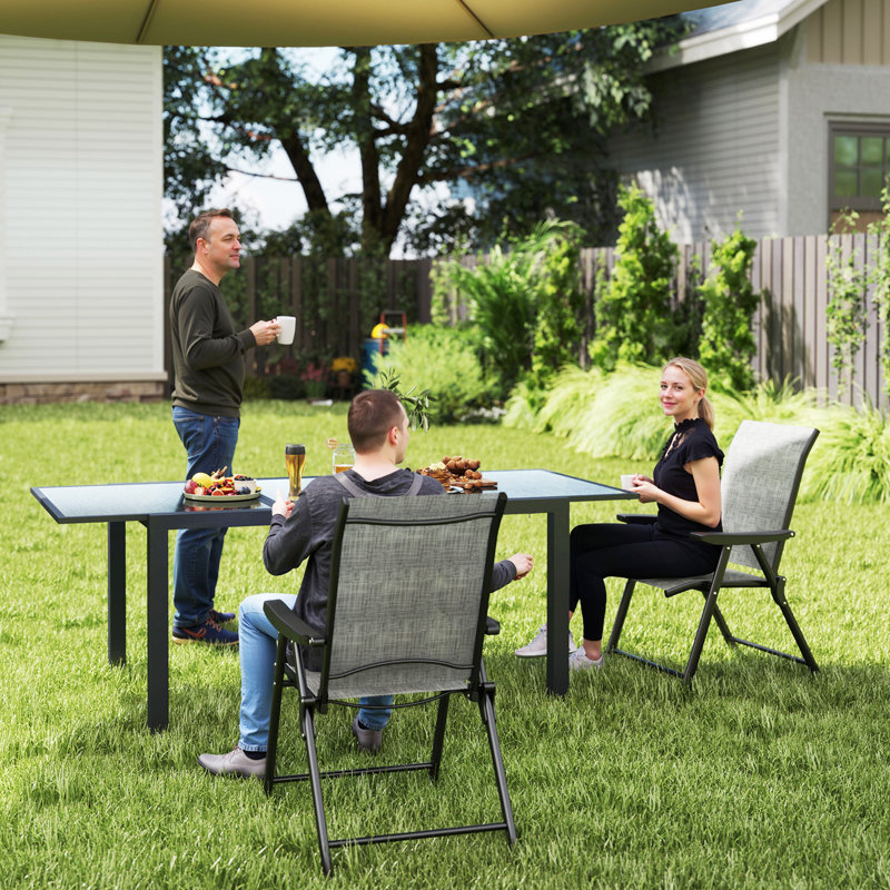 Folding Patio Dining Folding Chair, Black/Grey