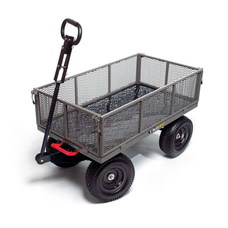 Gorilla Carts 12 cu Ft Heavy Duty Poly Dump Cart - Black, Pneumatic Tires,  Easy Unloading in the Yard Carts department at