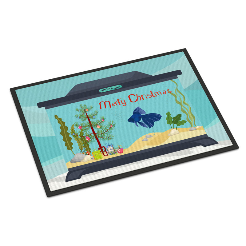 Tapis d'entrée antidérapant Insta, Poisson rouge à queue-de-voile, 18" W x 27" L