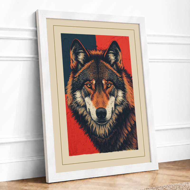 Alert Wolf Portrait Vintage - Print, A3 - 42.0 x 29.7 cm, White