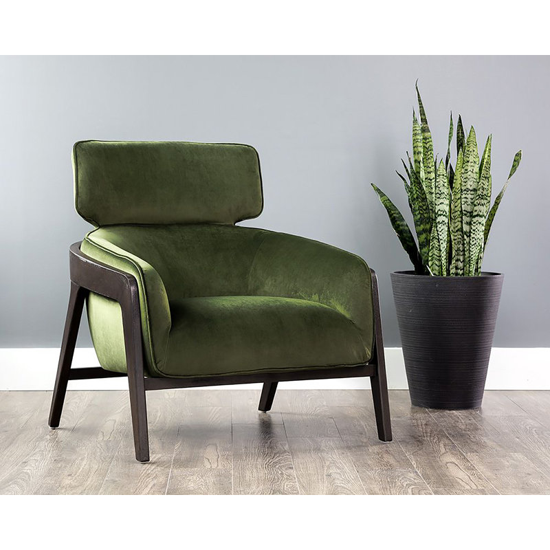 Armchair Chair with Ottoman, Green