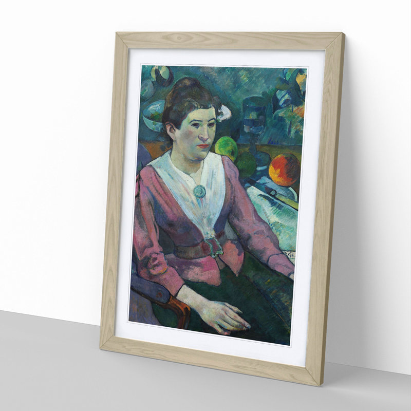 Portrait of a Woman by Paul Gauguin - Framed Print, 65cm H x 48cm W x 2cm D, Oak Framed