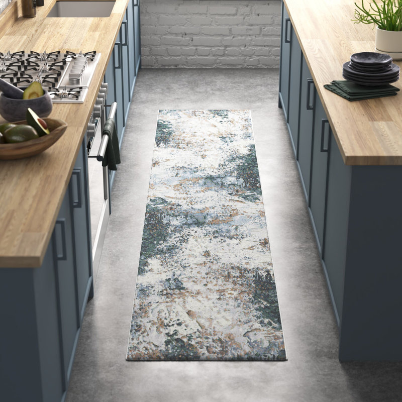 Abbingt Machine Woven Blue Indoor Rug, Runner 67 x 230cm