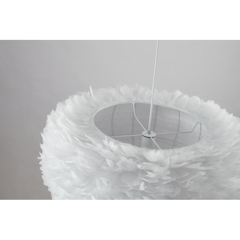 Lustre 1 lumière avec boule d'oie Manrique, H 15,75 po x l 25,59 po x P 25,59 po, Blanc, Gris clair