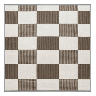 Machine Washable Checkered Grey Area Rug