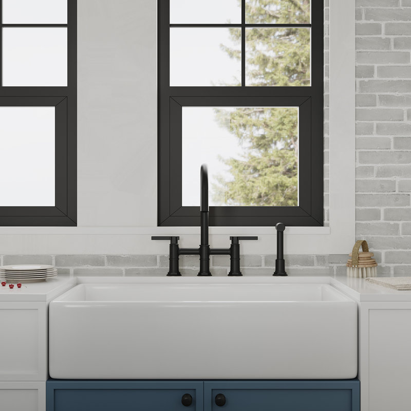 VIBRANTBATH Kitchen Faucet with Side Spray, Matte Black